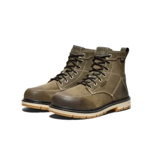 Women’s KEEN Utility 6” waterproof work boot with aluminum toe protection, slip resistance, durable leather, and all-day comfort for tough jobs.